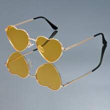 New Vintage Heart Y2K Fashion Glasses For Women And Men Simple Cute  Irregular Fashion Decorative Glasses - 紅色 - 查看 2