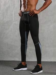 Men's Compression Pants With Thermal Lining, High Elasticity, Quick Dry, Thick Cropped Bottoms For Sports, Running, Basketball, Training,Fleece,Winter - Black - View 5