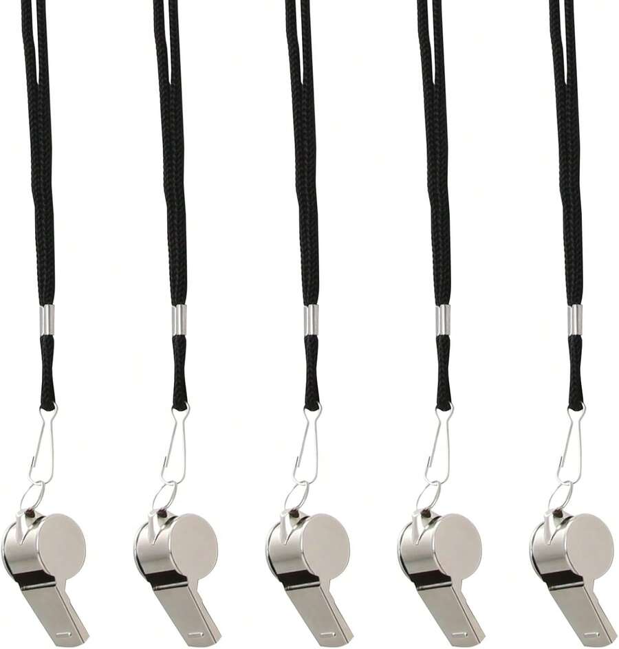 Silbatos Acero Inoxidable (Paquete de 5): Sonido Fuerte y Duraderos, Ideal para Árbitros y Deportes de Equipo - 1 - Ver 1