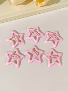 10 piezas Pasadores de metal de moda básicos con estrellas de colores rosados estilo Y2K Dopamina, Pasadores laterales para el cabello, Accesorios para el cabello, Pinzas para el cabello, Pinzas para el cabello, Pasadores para el cabello, Accesorios lindos para mujeres