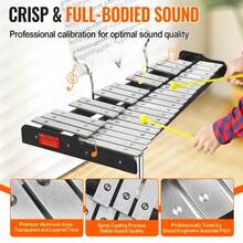 32-Note Glockenspiel Xylophone Set With Mallets, Adjustable Stand & Practice Pad - Perfect For Beginners And Music Enthusiasts - White - View 6