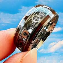 1 Piece Heavy Duty 316L Stainless Steel Ring - Industrial Gothic Style Inlaid Machine Gear Design, Dome Polished Finish, Unisex - Birthday, Christmas, Valentine's Day Gift - Suitable For Daily And Formal Wear, Party Accessory, Punk Fashion, High-Quality Craftsmanship, Unique Piece - 10 - Xem 2