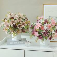 1/3/5PCS Artificial Peony Flowers 6-Head Silk Hydrangea Hibiscus Rose Bouquet For Wedding Decoration, Bride Holding Wrist Flower Material DIY Wreath Vase For Home, Outdoor Garden Decoration, Valentine's Day Gift, New Year Decoration - Brown - View 3