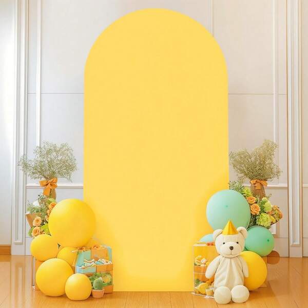 Fondo de arco amarillo de 5 pies, 6 pies, 6.6 pies, 7.2 pies, cubierta de arco de boda con 2 lados de tela elástica, accesorios de fondo de arco, tela de fondo de arco en forma de cúpula para decoración de arco de fiesta de cumpleaños o boda (sin estantería, solo fondo de tela)