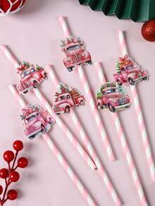 12pcs Christmas Paper Straws,Christmas Striped Straws,Truck Santa Claus Gingerbread Man Cards Decor Straws,Merry Christmas Theme Disposable Tableware,Daily Drinking And Crafts,Christmas Party Decorations For Home 2025,Christmas Table Dining Room Bottle Decor, Christmas Ornaments,Christmas Table Center Decoration,Christmas Gifts,Party Favors,Happy New Year Gifts