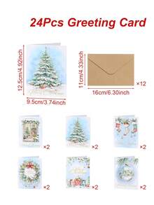 12Sets Merry Christmas Greeting Cards With Christmas Tree,Christmas Ball,Christmas Socks Design,Watercolor Christmas Cards,Including Note Card And Envelope,Merry Christmas Decoration,Christmas Party Favors - Multicolor - View 12