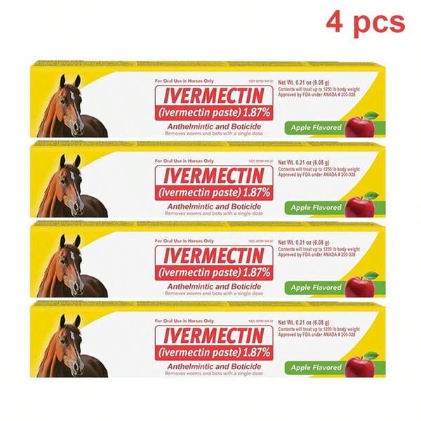 4 Packaging  - Apple Flavor 1.87%, 6.08 Grams Dosage - For Large Horses And Equ Care