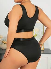 Conjunto de lencería con adorno de encaje negro, tela suave y cómoda, adecuado para varias ocasiones