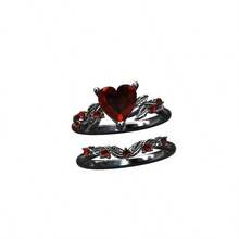 2pcs/Set Luxury Women Fashion Square Synthetic Zirconia Engagement Wedding Rings Set, Elegant Princess Charming Precise Proposal Promise Ring, Birthday Party Anniversary Memorial Ring, Valentine's Christmas Gift - Red - View 10