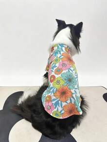 1 Stück Haustier Hawaii Blumenhemd, geeignet für alle Jahreszeiten, modisch & stylisch für kleine/mittlere Pudel, Teddys, Katzen, Hunderassen wie Pomeraner, Schnauzer, Chihuahua, Shih Tzu, Anti-Fellverlust & Sonnenschutz, Strand-/Street-Style