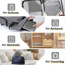 Juego de 5 Bolsas Organizadoras Compresión Impermeables - Organizador Maleta con Cremalleras Reforzadas, Ahorra 50% Espacio, Multiusos para Ropa, Mochila, Equipaje de Mano (Gris) - Gris - Ver 7