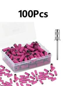 100pcs/Box Seamless Polishing Strips Set: Pink Mini Nail Polishing Strips With Sanding Heads, Electric Nail Grinder Sanding Heads, Nail Removal Polishing Strips, Nail Polishing Tools - Pink - View 15