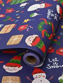 Weihnachts-Geschenkpapierrolle - 120 Meter lang, festliches Feiertagsmuster für Geschenkverpackung und dekorative Artikel, Weihnachtsdekoration, Raumdekoration, Winter