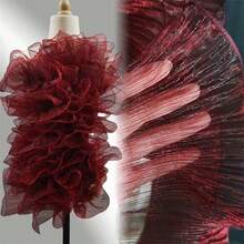 Tecido de Organza Degradê de Sereia com Bordas Franzidas, Material Decorativo