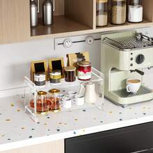 2-stufiges Küchenregal aus Acryl für Kaffeestation, Kaffee-Bar Zubehör zum Aufstellen von Tassen, Bohnen, Sirup, Rührern