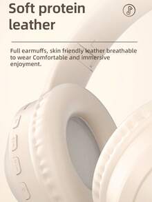 AKKHOO Over-ear Wireless Headphones With Long Battery Life, Suitable For Gaming - Beige - View 4