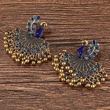 Pair Of  Style Elegant Vintage Enamel Peacock Earrings For Women Festival Birthday Ball Date Party Vacation Shopping Accessories - Màu xanh lam - Xem 3