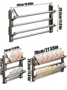 免钻孔壁挂式鞋架，铝合金可折叠双层鞋架，带排水孔，浴室收纳方案，家用鞋架，悬挂式鞋架，适合小空间、公寓、浴室收纳，是家庭和租房者的理想之选，节省空间，是乔迁或圣诞礼物的绝佳选择。 - 灰色 - 查看 6