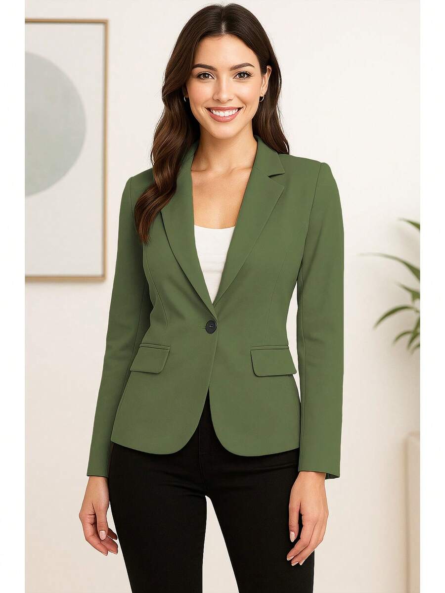 SACO ELEGANTE SOLAPA DE MUESCA UN BOTÓN - Verde Oliva - Ver 1