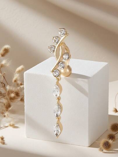 1pc Sexy Elegant Long Leaf Belly Button Ring, Women's Body Piercing Jewelry