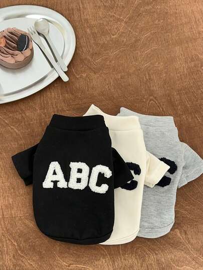Autumn/Winter New Embroidered Letter Sweatshirt For Small/Medium Dogs, Warm Pet Clothes For Poodle, Teddy, Bichon Frise