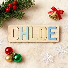 Personalized Name Puzzle, Baby Name Puzzle, Boy Or Girl Early Educational Toy, 3D Letter Puzzle Toy, Wooden Letter Puzzle, Baby 1st Birthday Gift, Wooden Puzzle, Personalized Gift, Birthday Gift, Customized Wooden Puzzle Toy, Anniversary Gift, Building Block Gift Set - Pink and Brown With Nothing - View 9