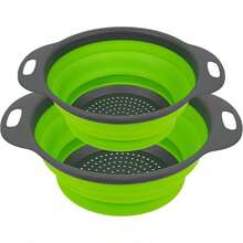 Collapsible Silicone Colander (Green) - Easy Storage, Ideal For Draining Pasta, Veggies & Fruits, Also Works As A Fruit/Berry Bowl, Must-Have For Campers - 綠色 - 查看 8