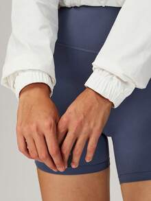 MASKERT 女士半拉链长袖外套，防晒上衣，拉链立领瑜伽上衣，跑步运动服，柔软亲肤 - 白色 - 查看 4