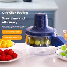 1 pieza Pelador eléctrico recargable de 1300mAh para uvas/tomates y rebanador de ajo - Cortador automático de frutas y verduras para cocina, tienda de té con burbujas, hogar, diseño compacto, motor eficiente - Procesador de alimentos multifuncional - Multicolor - Ver 2