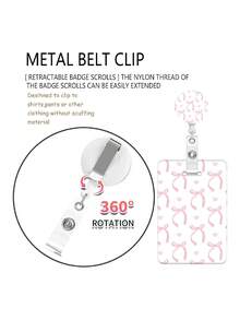 Inspirational Quote Retractable ID Badge Holder With Bowknot Pattern, Detachable Lanyard With Clip Suitable For Office, Doctor, Nurse, Teacher, Student And Various Professionals - Multicolor - View 4