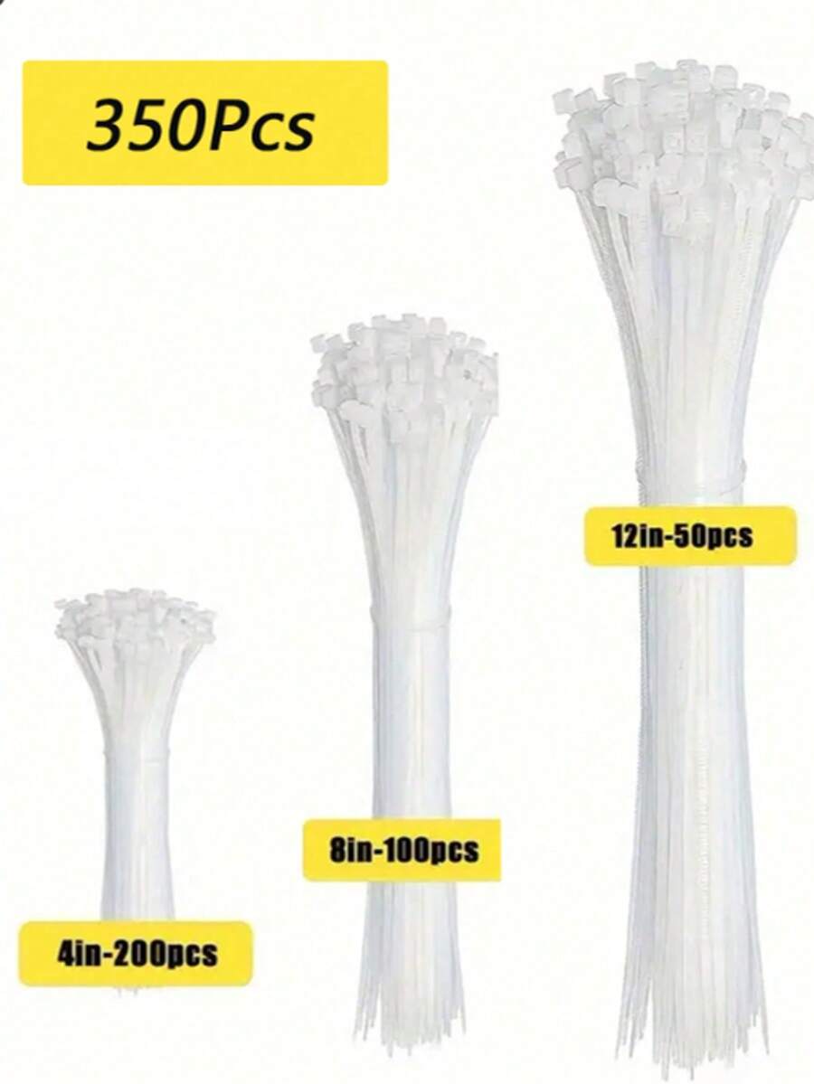 350 Stück Nylon Kabelbinder, 15 cm, 20 cm, 40 cm Länge, hohe Zugfestigkeit, selbstverriegelnd, Kabelmanagement für schwere Outdoor-, Haus-, Büro-, Gartenzaun-Anwendungen, UV-beständig
