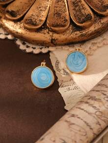 1 Par de Brincos de Pino Esmaltados Dourados Minimalistas e Geométricos de Dois Lados, Adequados para Uso Diário, Festivais, Férias, Praia, Festas e Presentes de Joias para Mulheres