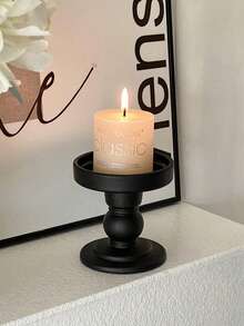 1 pièce Bougeoir en fer vintage noir, ornement décoratif