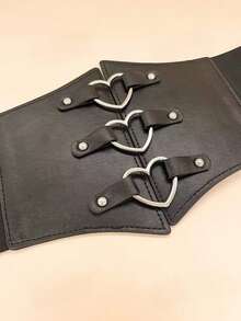 1pc Heart-Shaped Cinch Waist Belt, French Retro Style Elastic Waist Cincher For Dresses, Shirts, Sweaters, Suits, Versatile Fashion Accessory For Women Halloween Costume