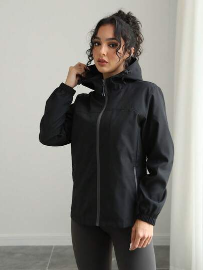 Veste coupe-vent bicolore pour femmes, veste de sport extérieure imperméable, coupe-vent et respirante à manches longues pour la course, le cyclisme, la randonnée, veste de survêtement décontractée à fermeture éclair pour le printemps, l'automne et l'hiver