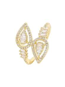 1 Piece Fashionable 14K Gold-Plated Double-Headed White Stone Drop Ring For Women's Daily Wear