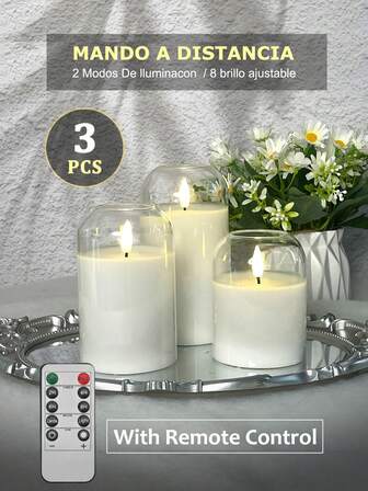 3 件套无焰蜡烛灯，带定时器/遥控器，电池供电，LED 许愿蜡烛灯，浪漫氛围装饰灯，无烟电子 LED 蜡烛，桌面装饰灯，温暖的蜡烛火焰，适用于圣诞节、情人节、万圣节、家居、求婚、婚礼、礼物、生日装饰、派对