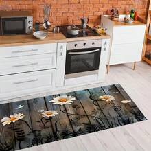 1 szt. mata podłogowa do kuchni z aksamitu w stylu vintage, wycieraczka do przedpokoju, odporna na zabrudzenia i łatwa do czyszczenia, zmywalna