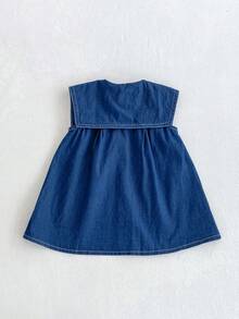 Infant Girls' Korean Style Denim Dress With Rabbit Graphic, Summer Baby Toddler Clothing - Màu xanh lam - Xem 6