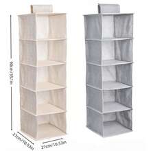 3/4/5 Tier Hanging Closet Organizer Rack, Space Saving, Foldable - Grey - View 11