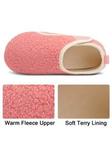 Leisfit Women's Wide Toe House Slippers, Comfortable Lightweight Retro Adjustable Flat Shoes, Solid Color Non-Slip Soles, Washable Indoor Slipper Socks, Suitable For Indoor/Outdoor Use, Autumn/Winter - Pink - View 6
