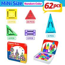 Magnetic Blocks For Kids, 62/50/110/150 Pieces Magnetic Building Blocks,Magnet Blocks Travel Construction Set With Storage Iron Box,Toddler Puzzle Birthday Gift Toys For Boys And Girls Ages 3+,Random Color - Multicolor - View 10