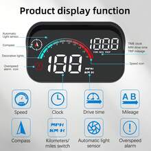 通用汽车 GPS 抬头显示器，配备多模式测速时钟、精确导航、超速警报、6 种显示模式、卫星时钟、18 小时电池续航时间 - 黑色 - 查看 6