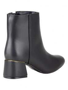 Botin Negro Mujer Tacón Vestir Confortable  Moda Otoño Invierno Diseño Elegante - Negro - Ver 4