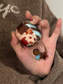 Autumn/Winter Leopard Print Color Block 4/Pro 3/Pro 2 Earphone Case, Protective Cover Compatible With Apple 2/3, Stylish Earphone Accessories - Brown - View 5