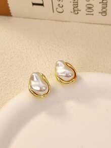 1 Pair Asymmetrical Faux Pearl Elegant Unique Everyday Versatile Elegant Women Earrings
