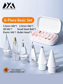 Compatibles avec les embouts de Apple Pencil, pack amélioré de 6 embouts de rechange avec étui, pointes métalliques de contrôle précis sans usure compatibles avec Apple Pencil 1ère/2ème génération, USB-C, iPad Pro Pencil