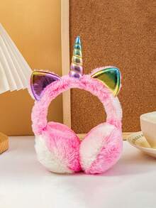 Unicorn Children's Thermal Earmuffs - Winter Cold-Resistant Faux Rabbit Fur Earmuffs, Over-The-Head Adjustable Ear Warmers - Marled Color Earmuffs Shipped Randomly