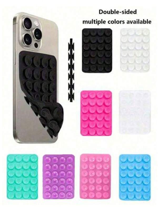 1/2 piezas Accesorio de teléfono con ventosa de silicona de doble cara, soporte de teléfono con fuerte succión, asa móvil adhesiva gratis, agarre de dedo, adecuado para selfies y videos