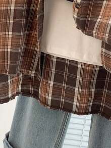 Women's Fall/Winter Retro Literary Commute Plaid Shirt - Brushed Thickened Long-Sleeve, Button-Down Collar, Versatile Woven Casual Outerwear